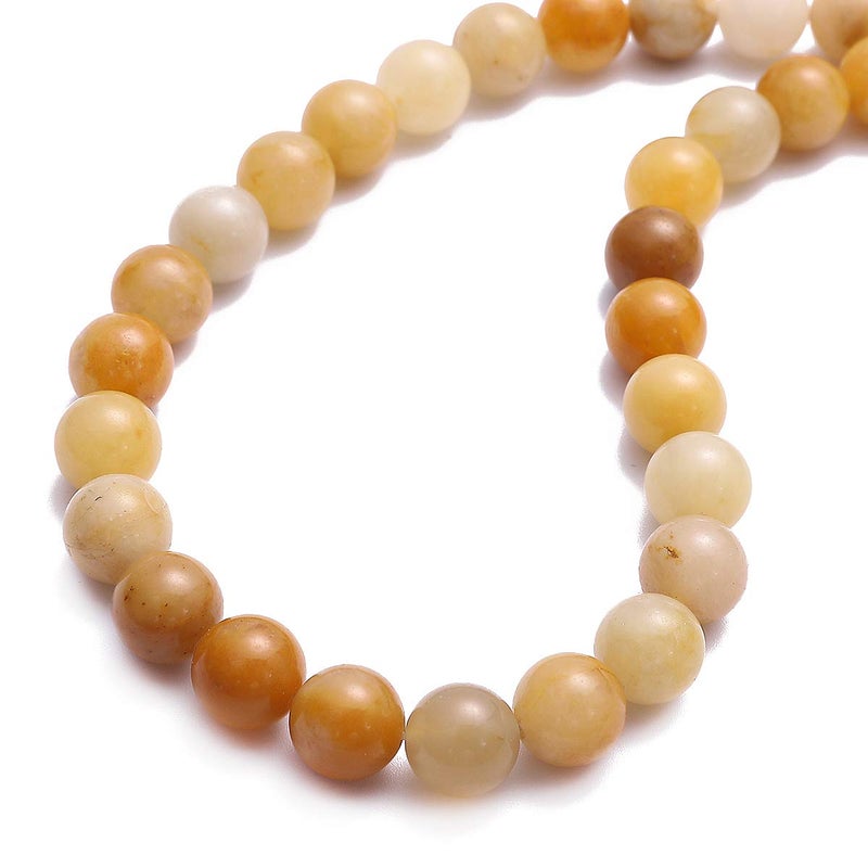 BEADIA Natural Yellow Jade Stone Round Loose Semi Gemstone Beads for Jewelry Making 4MM 89PCS - Image 1